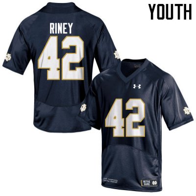 Notre Dame Fighting Irish Youth Jeff Riney #42 Navy Blue Under Armour Authentic Stitched College NCAA Football Jersey IMZ5899WC